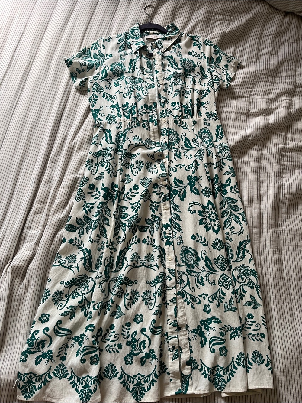 Loft Green Floral Button-Front midi Dress